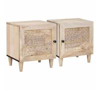 Ziaphsol Modern White 2-Piece Bedside Table Set 80 x 50 x 40 cm Wooden Nightstand with Storage for Bedroom Living Room Compact Space-Saving Furniture