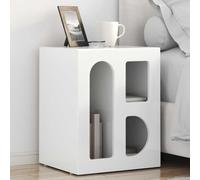 Ziaphsol Modern White Glossy Bedside Table 40 x 35 x 50 cm with Storage Shelves Durable Wooden Engineering Bedroom Nightstand for Small Spaces, Scandinavian Style