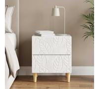 Ziaphsol Modern White Glossy Bedside Table 43 x 34.5 x 48 cm with Durable Eucalyptus Legs Small Storage Drawer Bedroom Living Room Furniture