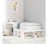 Ziaphsol Multifunctional White Pine Wood Bedside Table with Desk for Bedroom Modern Scandinavian Style with Storage Shelves and Drawer, Space-Saving Design for Small Rooms and Apartments