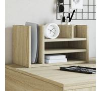 Ziaphsol Organiseur de bureau en chêne Sonoma - 44,5 x 24 x 25 cm - 6 compartiments - Porte-documents - Porte-lettres - Porte-stylos - Porte-documents pour bureau et bureau à domicile