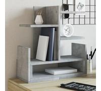 Ziaphsol Organiseur de bureau gris béton en bois 49 x 20 x 52,5 cm avec compartiments ouverts, pour classeur, porte-documents, porte-stylos pour le bureau à domicile