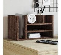 Ziaphsol Organiseur de bureau marron chêne 44,5 x 24 x 25 cm en bois avec 6 compartiments pour classeur, porte-documents, porte-stylos, bureau à domicile
