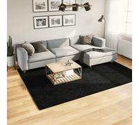 Ziaphsol Oviedo Tapis noir 200 x 280 cm pour salon, chambre à coucher, couloir, extérieur, style Bali, à poils longs, facile d'entretien, antidérapant, idéal pour chauffage au sol et décoration