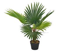 Ziaphsol Palmier artificiel décoratif pour salon avec pot - 70 cm - En plastique et bois - Feuilles vertes et marron réalistes - Pour bureau, balcon, intérieur et extérieur - Facile d'entretien