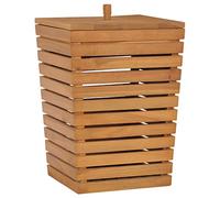 Ziaphsol Panier à linge en teck massif avec design à lattes, 30 x 30 x 45 cm, avec couvercle pour rangement à linge, panier à linge et panier à linge dans la salle de bain ou la buanderie