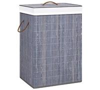 Ziaphsol Panier à linge rectangulaire en bambou avec 1 compartiment gris, 40 x 30 x 60 cm, insert en tissu amovible, avec poignées de transport, pliable pour salle de bain, chambre à coucher pour