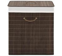 Ziaphsol Panier à linge rectangulaire en bambou marron foncé avec insert en tissu amovible, 40 x 30 x 60 cm, poignée sur le couvercle, pliable pour salle de bain, chambre à coucher, buanderie, ordre