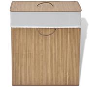 Ziaphsol Panier à linge rectangulaire en bambou naturel avec insert amovible en tissu polyester 40 x 30 x 60 cm, pour le rangement du linge sale, pliable avec poignées de transport dans la chambre à