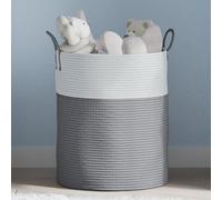 Ziaphsol Panier de Rangement Gris et Blanc Ø38x46 cm en Coton tressé pour Organisation Maison, décoration Chambre, Salon, Salle de Bain, Jardin, Pratique et Durable
