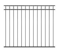Ziaphsol Panneau de clôture ASSEN en acier thermolaqué noir 170 x 150 cm avec partie circulaire, barrière rigide pour jardin, terrasse, balcon, séparation