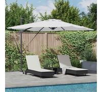 Ziaphsol Parasol Roma Beige 286 x 284 x 270 cm, Aluminium et Polyester, Voile ombrage rectangulaire avec LED solaires, inclinable et Rotatif 360°, manivelle pour Jardin terrasse Patio extérieur