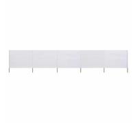 Ziaphsol Paravent 5 Panneaux en Tissu Non tissé Blanc Sable 600 x 160 cm, 6 poteaux en Bois, écran extérieur pour Jardin, terrasse, Balcon, abri Contre Le Vent et la Pluie