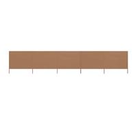 Ziaphsol Paravent 5 Panneaux en Tissu Non tissé Taupe 600 x 160 cm avec 6 poteaux en Bois pour Jardin terrasse Balcon Patio extérieur Protection Contre Le Vent et séparation d Espace
