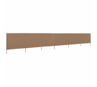 Ziaphsol Paravent 6 Panneaux en Textile Non tissé Taupe 800 x 80 cm avec 7 poteaux en Bois pour Jardin terrasse Balcon Plage Piscine abri Vent extérieur