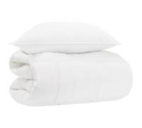 Ziaphsol Parure de lit avec 1 couette 140 x 200 cm et 1 oreiller 50 x 75 cm, blanc, housse en coton de bambou, design matelassé, confort toute l'année pour chambre à coucher, chambre d'amis, personnes