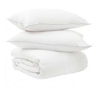 Ziaphsol Parure de lit blanche 260 x 220 cm en polyester bambou, 1 couette, 2 oreillers, avec rembourrage respirant et reliure quilt, design pour chambre à coucher, chambre d'amis, couette d'été