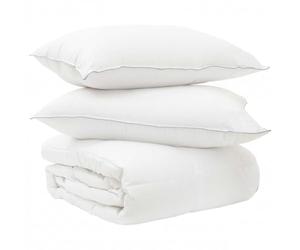 Ziaphsol Parure de lit blanche 260 x 220 cm en polyester bambou, 1 couette, 2 oreillers, avec rembourrage respirant et reliure quilt, design pour chambre à coucher, chambre d'amis, couette d'été