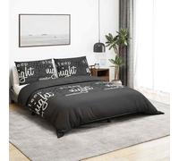 Ziaphsol Parure de lit noire 200 x 200 cm, coton, 1 housse de couette et 2 taies d'oreiller 50 x 75 cm, fermeture à boutons cachés, pour l'été, l'hiver, toute l'année