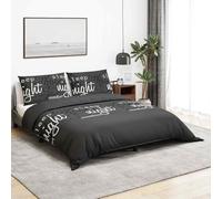 Ziaphsol Parure de lit noire 200 x 200 cm en coton, housse de couette et taies d'oreiller 80 x 80 cm, avec fermeture à boutons cachés, pour lit double, facile d'entretien, pour chambre à coucher