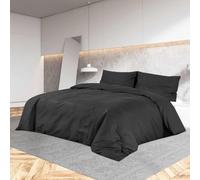 Ziaphsol Parure de lit noire 200 x 200 cm en microfibre 100 % polyester avec fermeture à boutons cachés, 1 housse de couette et 2 taies d'oreiller pour chambre à coucher, chambre d'amis, toute l'année