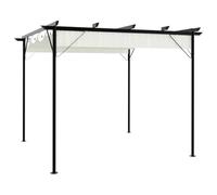 Ziaphsol Pergola avec toit escamotable blanc crème 3 x 3 m en acier revêtu par pulvérisation, toit en polyester 180 g/m² avec revêtement PA pour jardin, terrasse, protection contre les intempéries