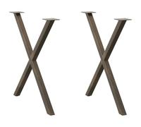 Ziaphsol Pieds de Table à Manger en Acier Naturel en Forme de X, Support tréteau réglable, 2 pièces, pour Bureau, Cuisine, Salle à Manger, Support Stable, Fixation Facile, Dimensions 80 x (72-73) cm