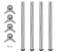 Ziaphsol Pieds de Table réglables en Hauteur 710 mm chromé pour Meubles Supports piètement tréteau Base Fixation Platine visserie Stable et Robuste pour Bureau Cuisine Salon Salle à Manger Atelier
