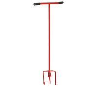 Ziaphsol Pince de jardin rouge en acier et polyéthylène, cultivateur pour creuser, desserrer et aérer les parterres de fleurs, largeur 12 x 17 cm, longueur totale 97 cm, sans montage