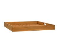 Ziaphsol Plateau de Service en Bois de Teck Massif 60x60 cm avec poignées encastrées, Bords relevés pour présentation Table, idéal pour Buffet Repas, fête, apéritif, Dessert, Fromage ou Sushi
