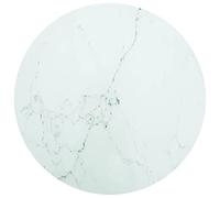Ziaphsol Plateau de table en verre trempé blanc de 60 cm de diamètre, aspect marbre, surface de table à manger durable et stable, convient pour le salon, la cuisine ou le bureau, idéal comme