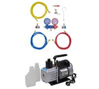 Ziaphsol Pompe à Vide 50 L/Min avec manomètre à 2 Voies en kit d'outils pour climatisation, réfrigération, appareils médicaux, Emballage sous Vide, formage à Chaud, système de Refroidissement Mobile