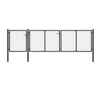 Ziaphsol Portail de jardin en acier anthracite - 400 x 75 cm - Grillage de clôture avec serrure et 3 clés - Pour jardin, terrasse, entrée, sécurité