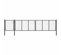 Ziaphsol Portail de jardin en acier anthracite 500 x 150 cm avec serrure et 3 clés, portail battant pour une entrée sûre au terrain