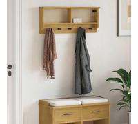 Ziaphsol Porte-manteau mural SANDNES en pin massif - 87 x 12 x 35 cm - 5 crochets - Vernis UV aspect bois de noyer - Pour couloir, entrée et rangement peu encombrant