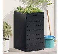 Ziaphsol Poubelle enroulable pour bac à poubelle de 240 l, toit de plantation en acier revêtu par pulvérisation, système d'extension ventilé, pour jardin, cour, terrasse, avec portes magnétiques et