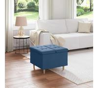 Ziaphsol Pouf de Rangement avec Coussin Bleu 60 x 60 x 45 cm Tissu Durable, Multifonctionnel pour Salon, Chambre ou entrée, avec Compartiment caché, Design capitonné