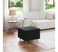 Ziaphsol Pouf de Rangement avec Coussin Noir 60 x 60 x 45 cm Tissu Multifonctionnel pour Salon, Chambre ou entrée, avec Espace de Stockage caché et Design capitonné