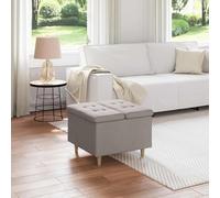 Ziaphsol Pouf de Rangement avec Coussin Taupe 60 x 60 x 45 cm Tissu Robuste, Multifonctionnel, idéal pour Salon, Chambre ou entrée, avec Espace de Stockage caché et Design capitonné élégant