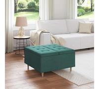 Ziaphsol Pouf de Rangement avec Coussin Vert foncé 80 x 80 x 45 cm Tissu Durable, Multifonctionnel pour Salon, Chambre ou entrée, avec Compartiment caché et Support Solide