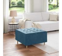 Ziaphsol Pouf de Rangement en Velours Bleu 80x80x45 cm avec Coussin capitonné et Pieds en Bois pour Salon Chambre ou entrée
