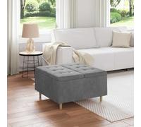 Ziaphsol Pouf de Rangement en Velours Gris foncé 80 x 80 x 45 cm avec Pieds en Bois Robuste, siège Multifonctionnel pour Salon Chambre ou entrée
