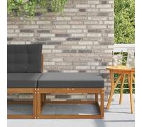 Ziaphsol Pouf d'extérieur Naturel en Bois d'acacia Massif, siège modulable avec Coussin Anthracite, Design à Lattes pour Jardin, terrasse, Balcon, Patio et véranda, 79 x 79 x 37 cm