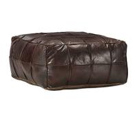 Ziaphsol Pouf en cuir de chèvre véritable marron foncé, 60 x 60 x 30 cm, fabriqué à la main, avec rembourrage en coton, pour salon, chambre à coucher, couloir et repose-pieds confortable