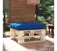 Ziaphsol Pouf Palette de Jardin en Bois de pin imprégné, siège modulable avec Coussin Bleu Royal, 60 x 60 x 25 cm, pour terrasse, Balcon, Patio, Lounge et Salon détente