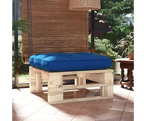 Ziaphsol Pouf Palette de Jardin en Bois de pin imprégné, siège modulable avec Coussin Bleu Royal, 60 x 60 x 25 cm, pour terrasse, Balcon, Patio, Lounge et Salon détente