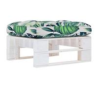 Ziaphsol Pouf Palette de Jardin en pin imprégné Blanc, Module d’Assise 60 x 60 x 25 cm avec Coussin Polyester, pour terrasse, Balcon, Patio, Salon Lounge modulable