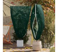 Ziaphsol Protection hivernale en non-tissé pour plantes avec fermeture éclair et cordon de serrage, lot de 5, vert, 1,55 x 1,55 m, tissu non tissé pour plantes extérieures, entretien du jardin