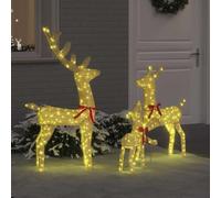Ziaphsol Rentierfamilie Lot de 3 figurines LED en tissu blanc chaud 68 x 26 x 127 cm, alimentation USB, 300 LED, résistantes aux intempéries, pour salon et espaces extérieurs protégés
