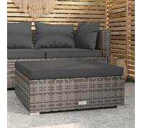 Ziaphsol Repose Pied de Jardin Gris en résine tressée, Coussin Anthracite, Structure Acier Enduit de Poudre, 70 x 70 x 30 cm, Module modulable pour terrasse Balcon Patio Lounge détente
